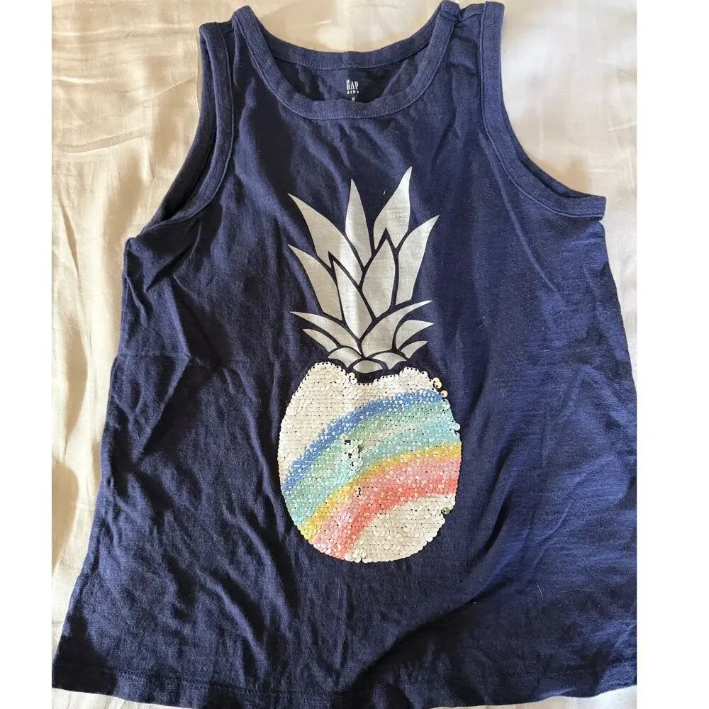 Gap navy pineapple flip sequin Shirt size medium